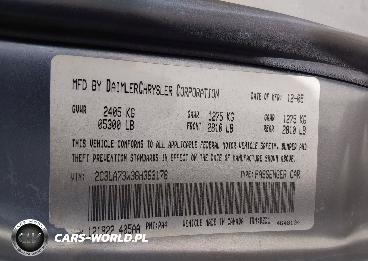 2006 Chrysler 300C Srt8 VIN:2C3LA73W36H363176 - 9