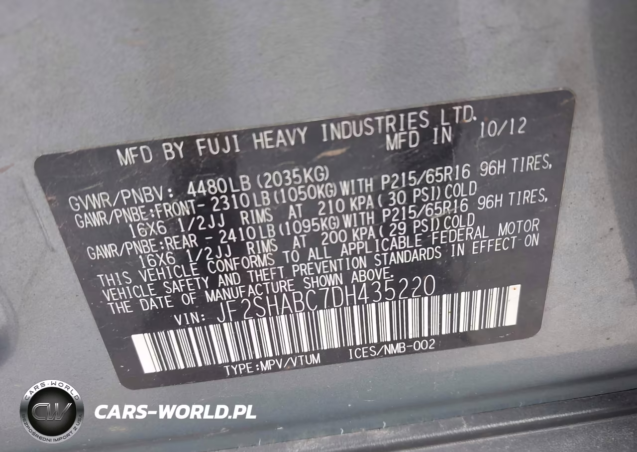 2013 Subaru Forester 2.5X VIN:JF2SHABC7DH435220 - 9