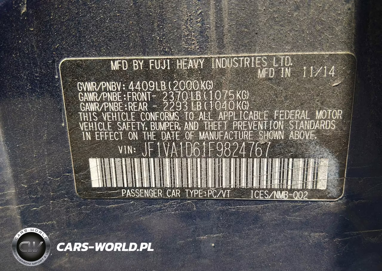 2015 Subaru Wrx Premium VIN:JF1VA1D61F9824767 - 9