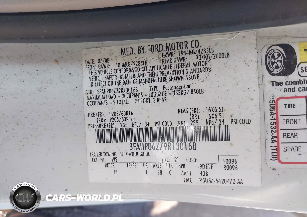2009 Ford Fusion S VIN:3FAHP06Z79R130168 - 9