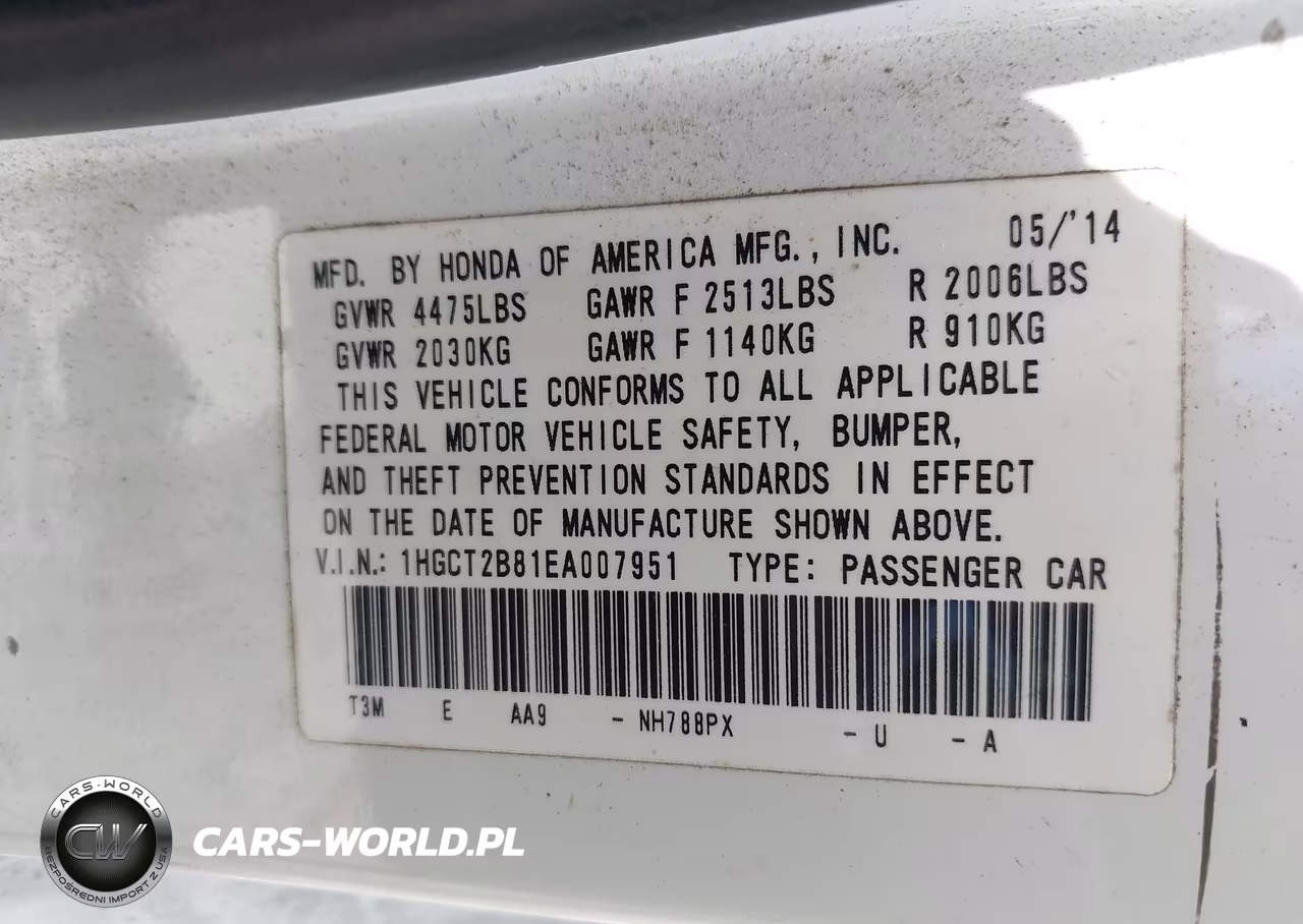2014 Honda Accord Ex-L V-6 VIN:1HGCT2B81EA007951 - 9