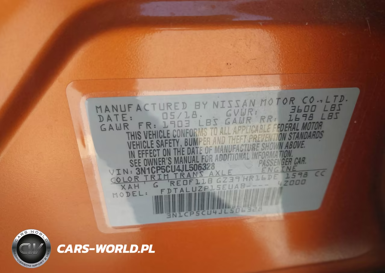 2018 Nissan Kicks Sr VIN:3N1CP5CU4JL506328 - 9