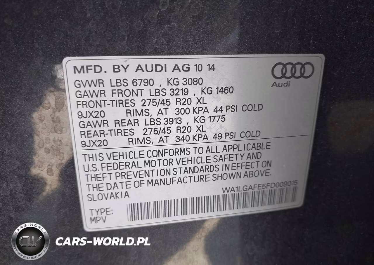 2015 Audi Q7 3.0T Premium VIN:WA1LGAFE5FD009015 - 9