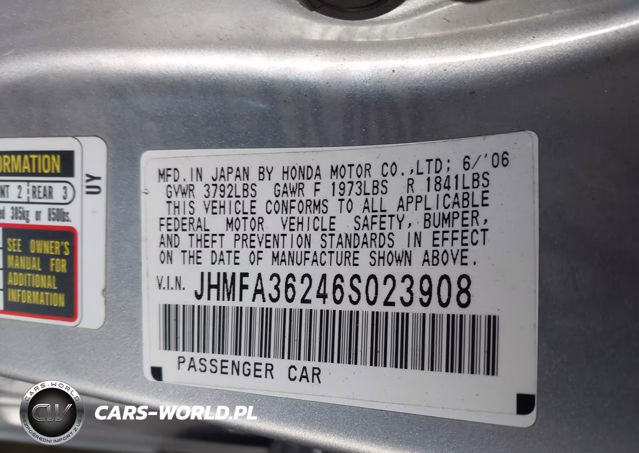 2006 Honda Civic Hybrid VIN:JHMFA36246S023908 - 9