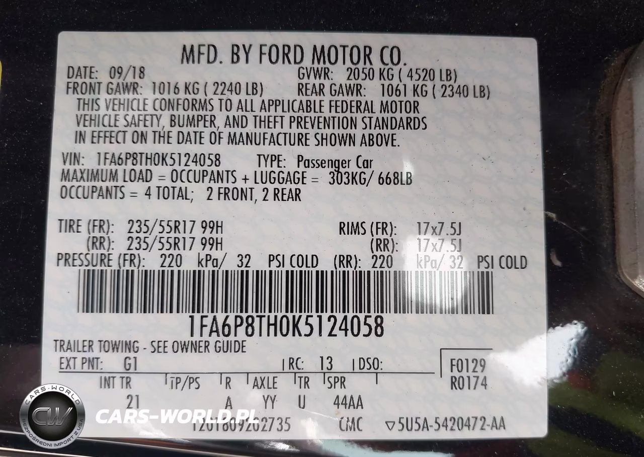 2019 Ford Mustang Ecoboost VIN:1FA6P8TH0K5124058 - 9