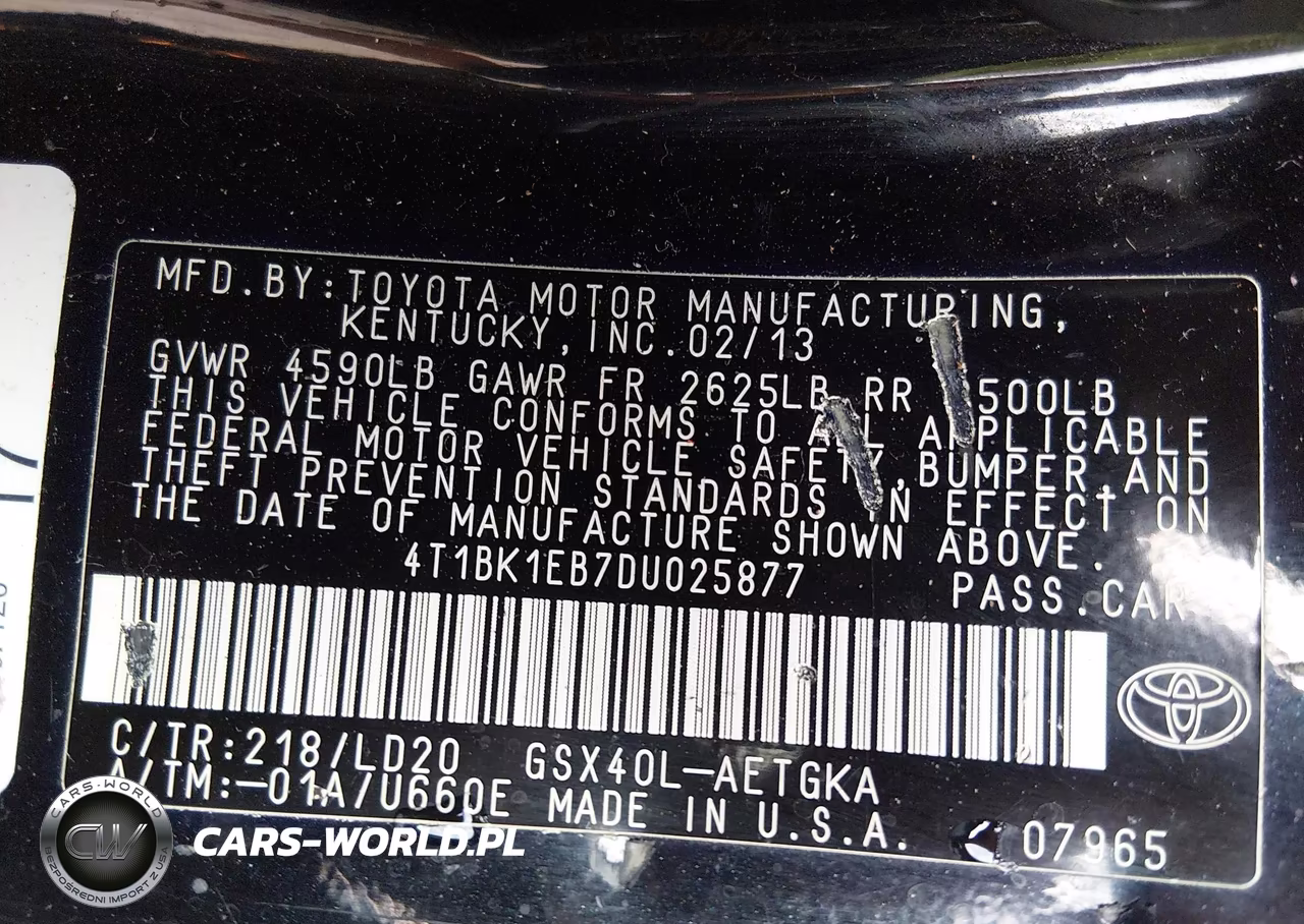 2013 Toyota Avalon Xle VIN:4T1BK1EB7DU025877 - 9