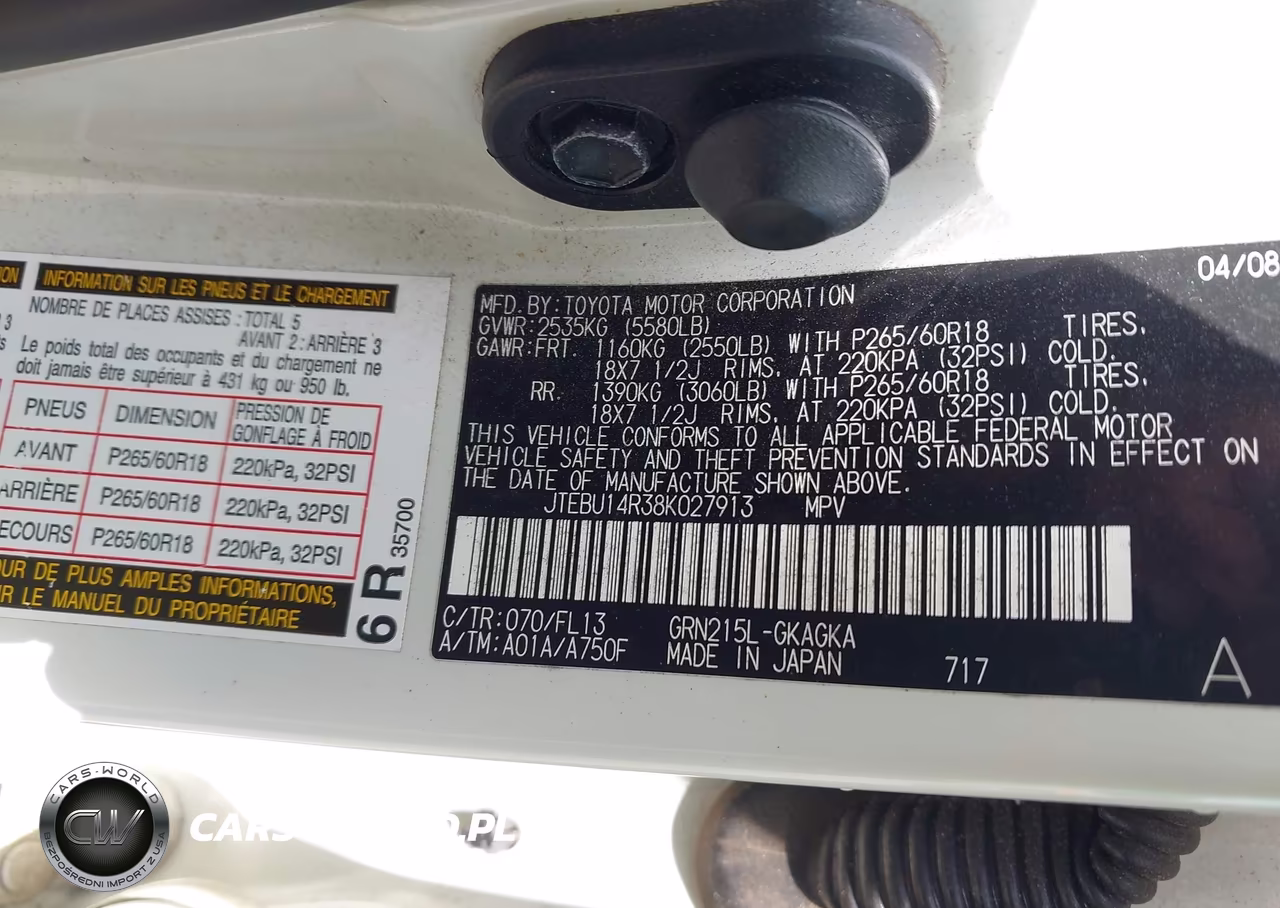 2008 Toyota 4Runner Sport V6 VIN:JTEBU14R38K027913 - 9