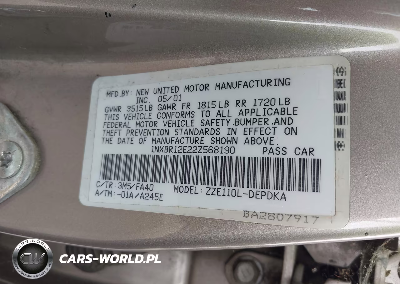 2002 Toyota Corolla Le VIN:1NXBR12E22Z568190 - 9