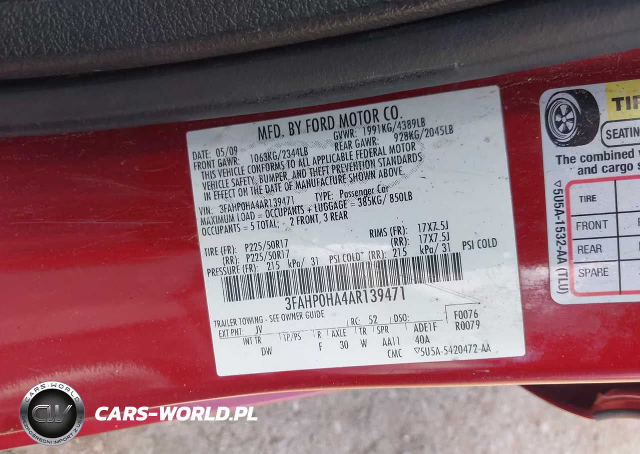 2010 Ford Fusion Se VIN:3FAHP0HA4AR139471 - 9