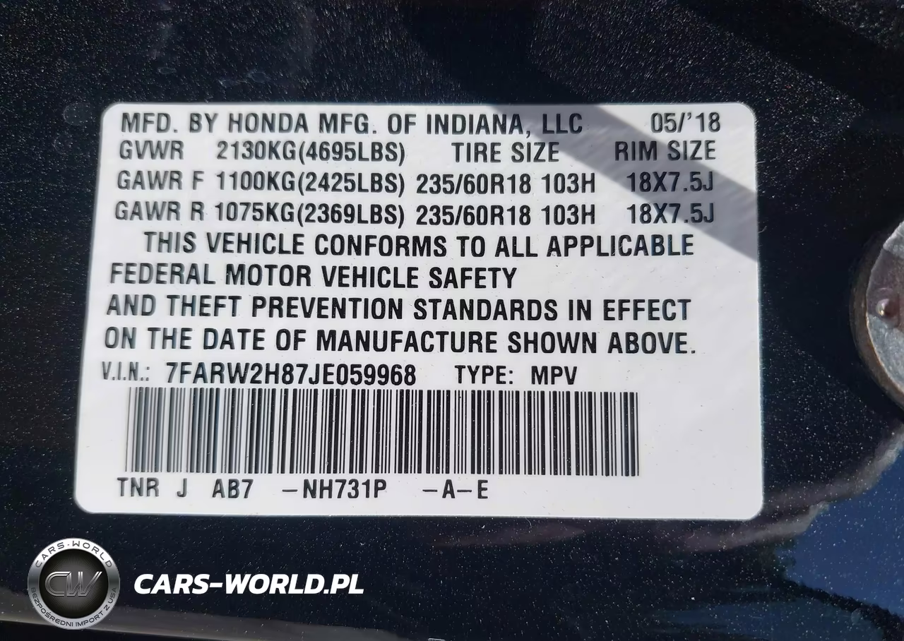 2018 Honda Cr-V Ex-L-Ex-L Navi VIN:7FARW2H87JE059968 - 9