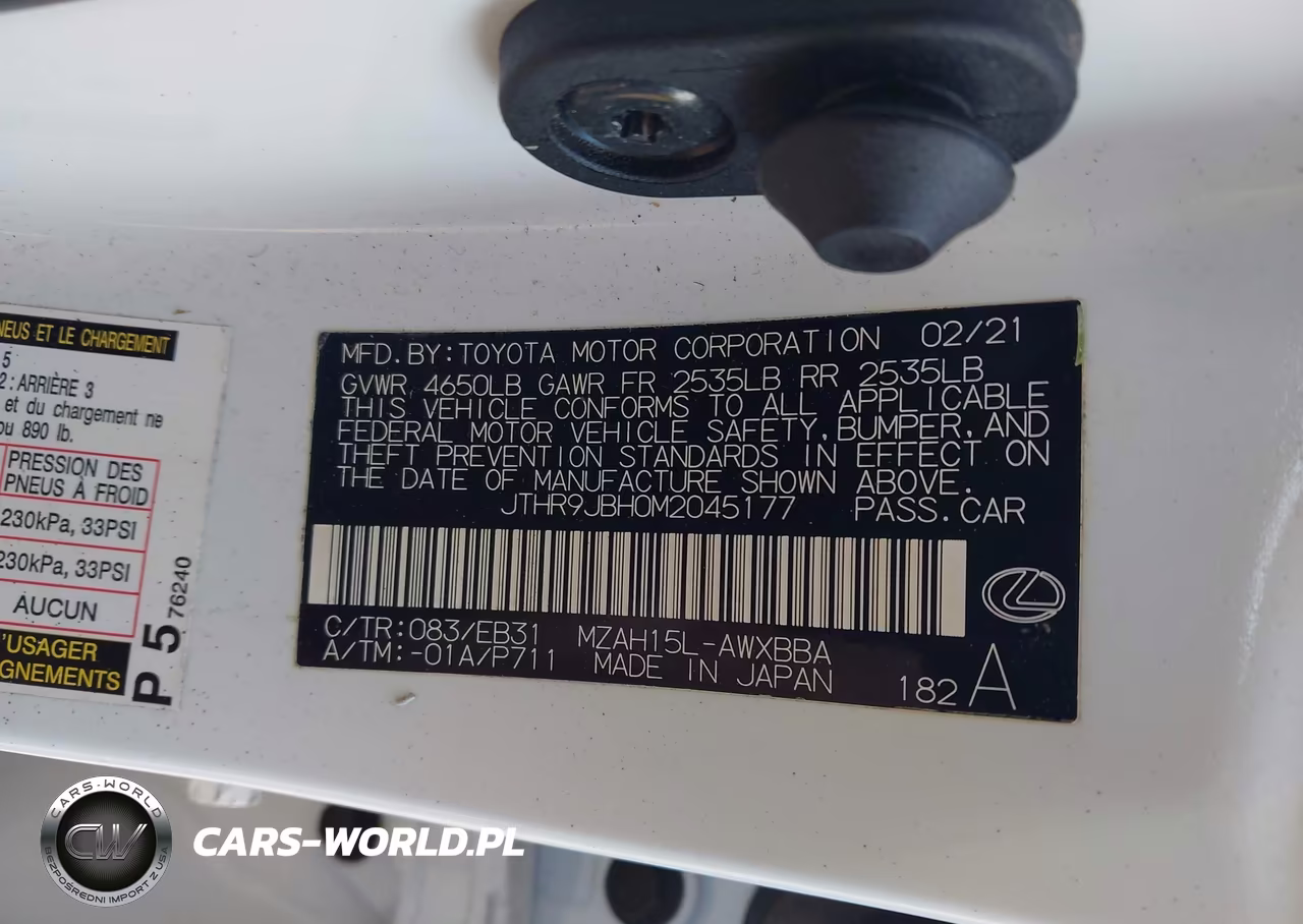 2021 Lexus Ux 250H F Sport VIN:JTHR9JBH0M2045177 - 9