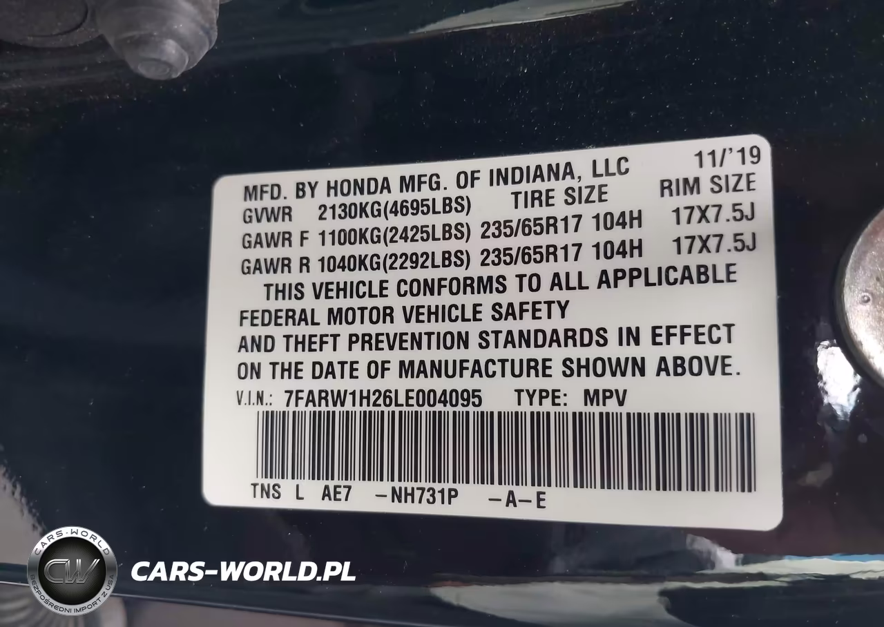 2020 Honda Cr-V 2Wd Lx VIN:7FARW1H26LE004095 - 9