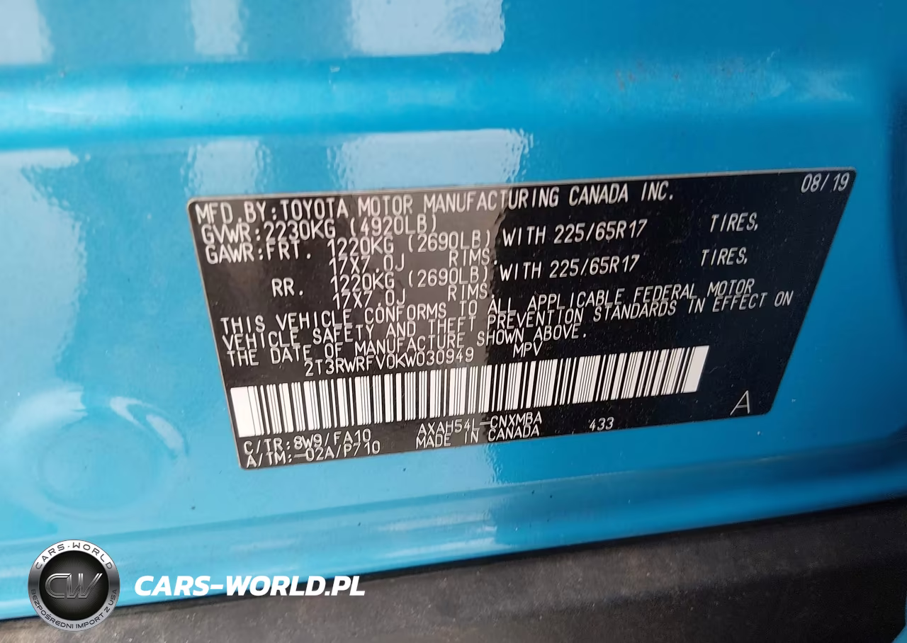 2019 Toyota Rav4 Hybrid Xle VIN:2T3RWRFV0KW030949 - 9