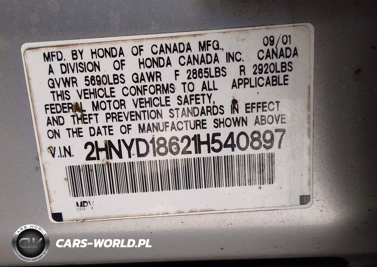 2001 Acura Mdx VIN:2HNYD18621H540897 - 9
