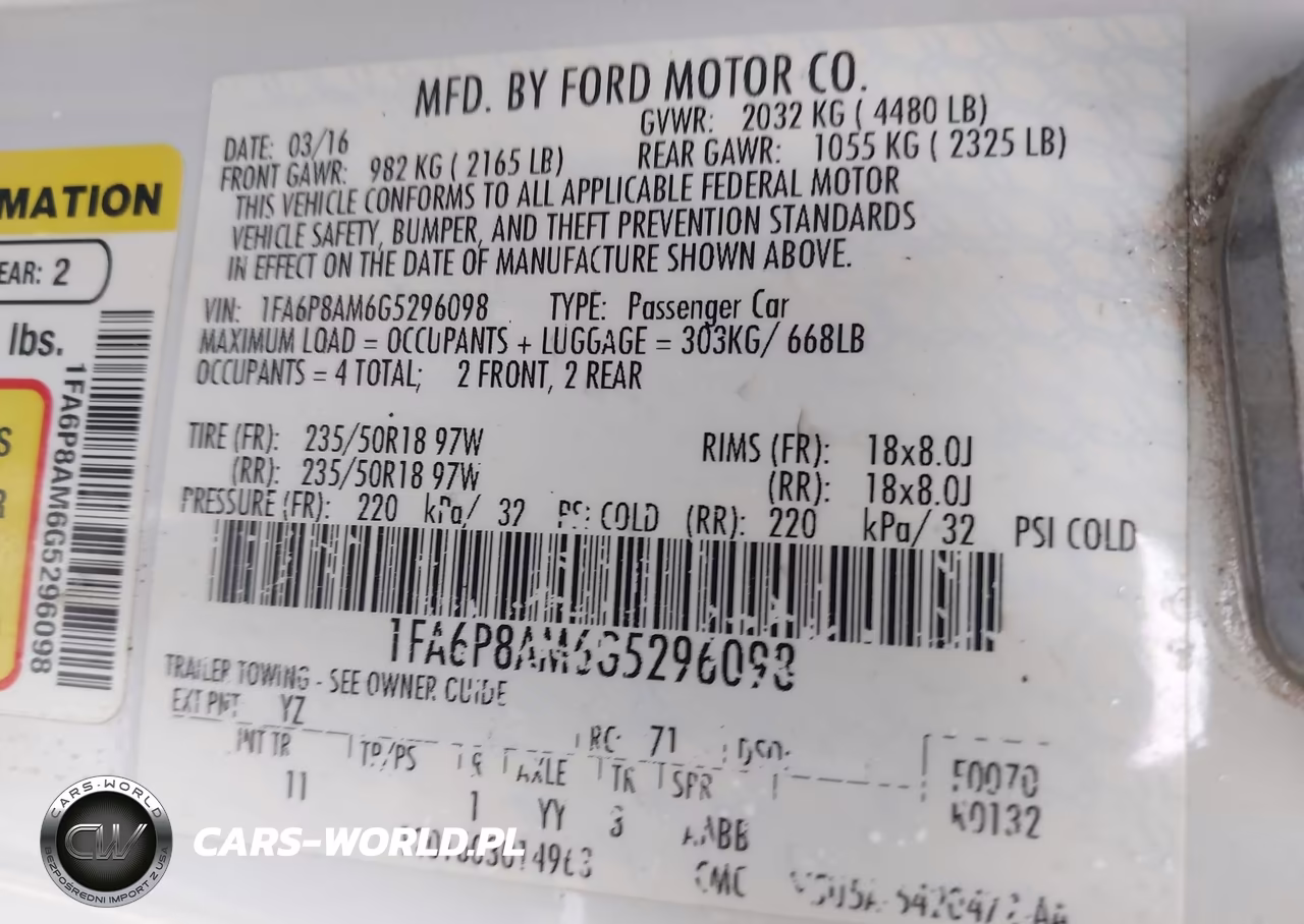 2016 Ford Mustang V6 VIN:1FA6P8AM6G5296098 - 9