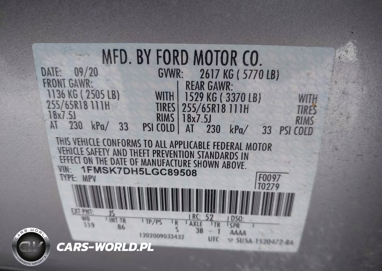 2020 Ford Explorer Xlt VIN:1FMSK7DH5LGC89508 - 9