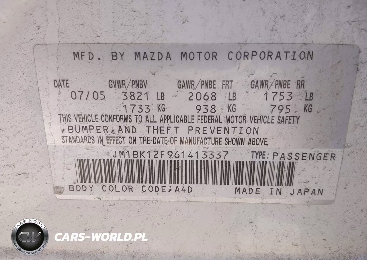 2006 Mazda Mazda3 I Touring VIN:JM1BK12F961413337 - 9