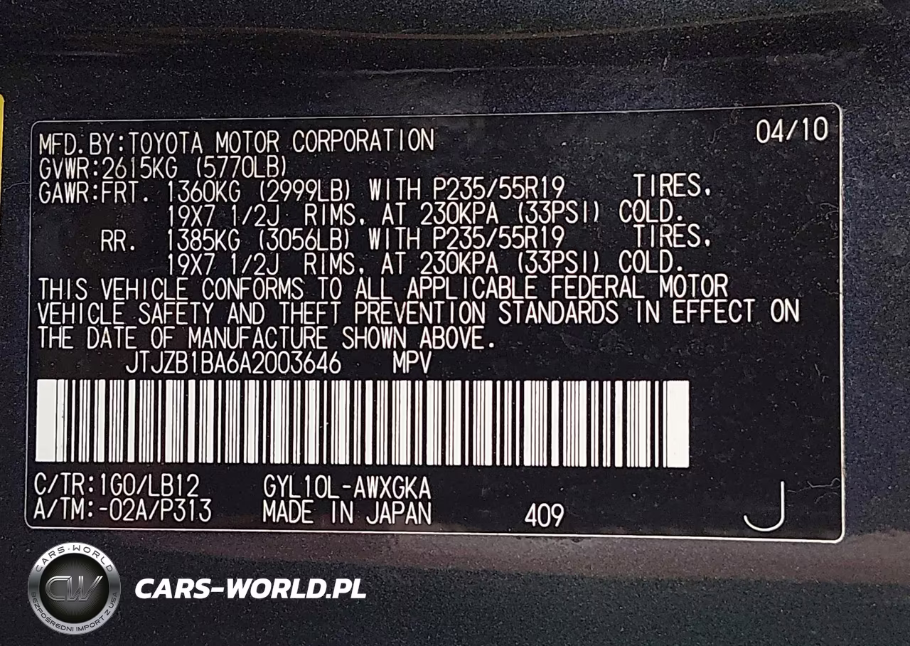 2010 Lexus Rx 450H VIN:JTJZB1BA6A2003646 - 9