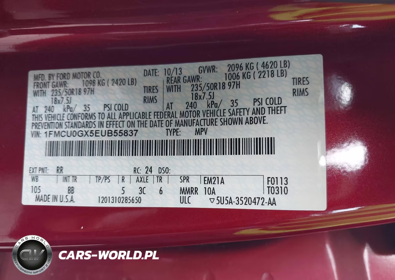 2014 Ford Escape Se VIN:1FMCU0GX5EUB55837 - 9