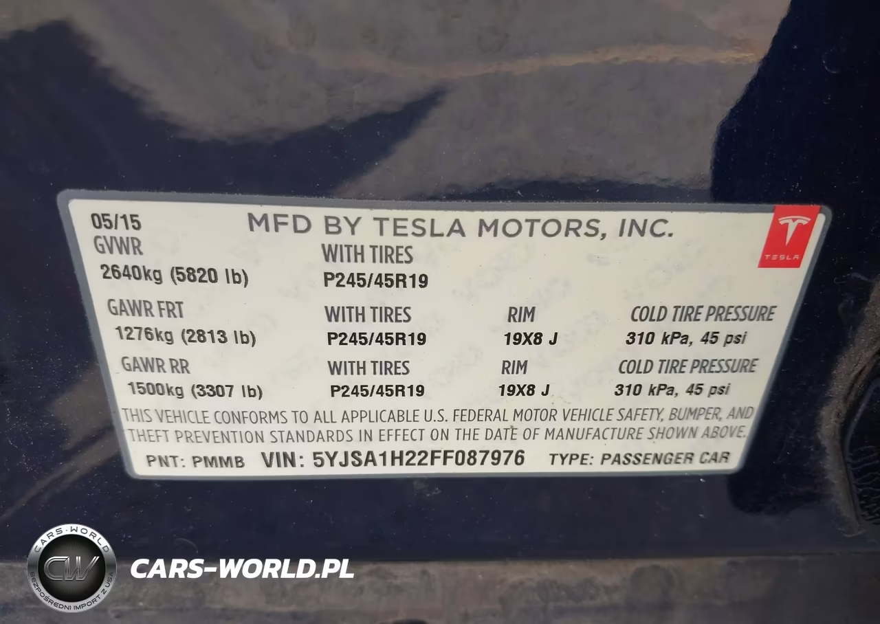 2015 Tesla Model S 70D-85D-P85D VIN:5YJSA1H22FF087976 - 9