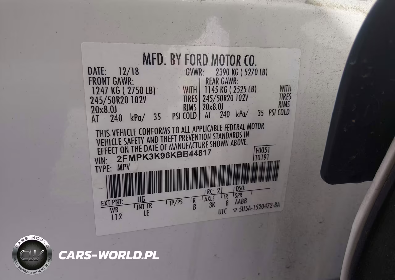 2019 Ford Edge Titanium VIN:2FMPK3K96KBB44817 - 9