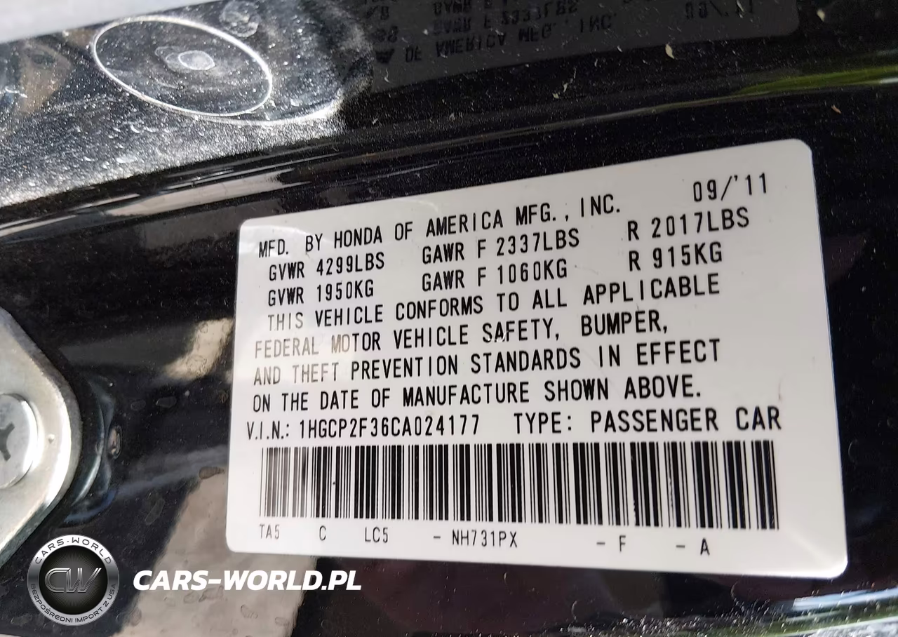 2012 Honda Accord 2.4 Lx VIN:1HGCP2F36CA024177 - 9