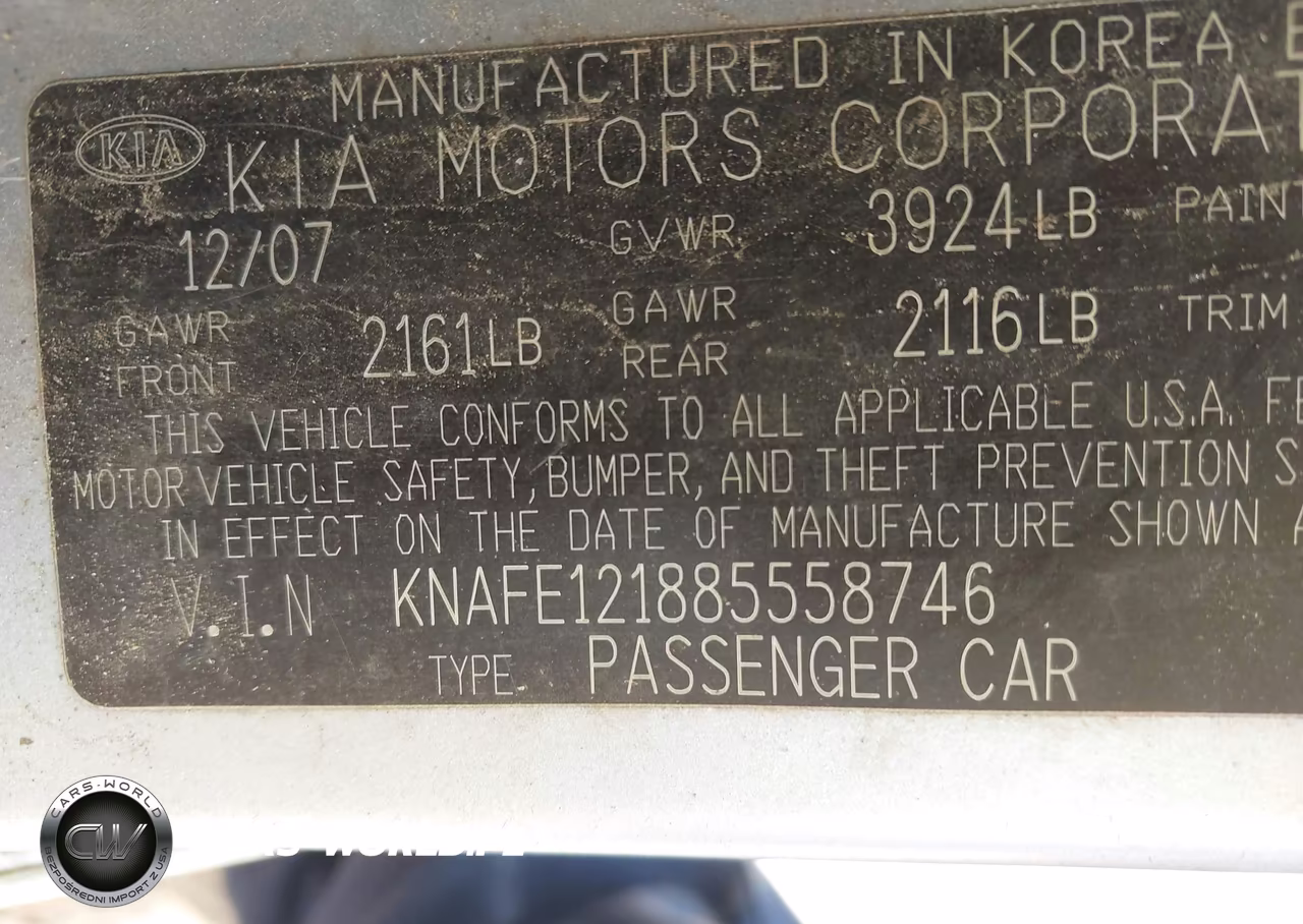 2008 Kia Spectra Lx VIN:KNAFE121885558746 - 9