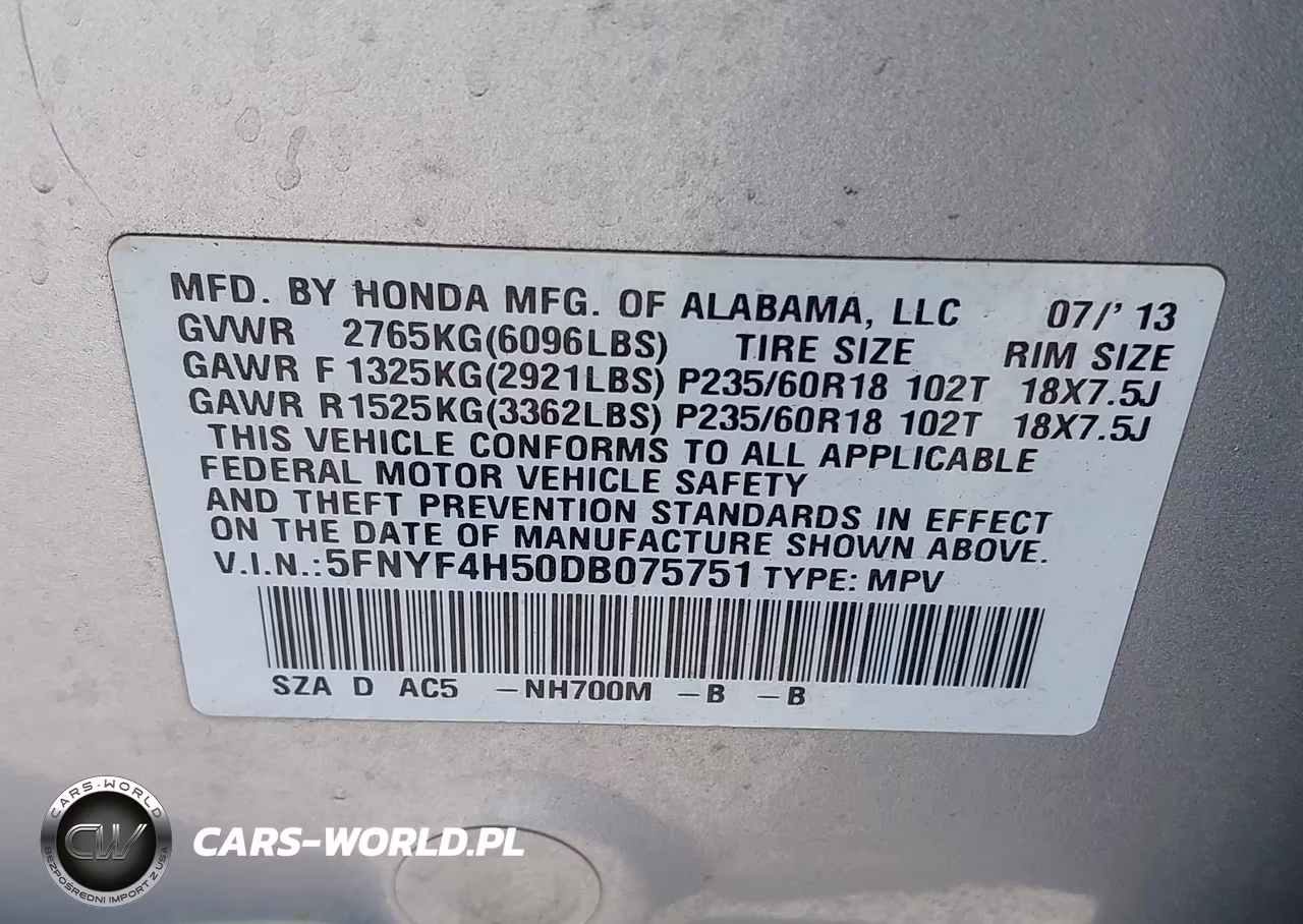 2013 Honda Pilot Ex-L VIN:5FNYF4H50DB075751 - 9