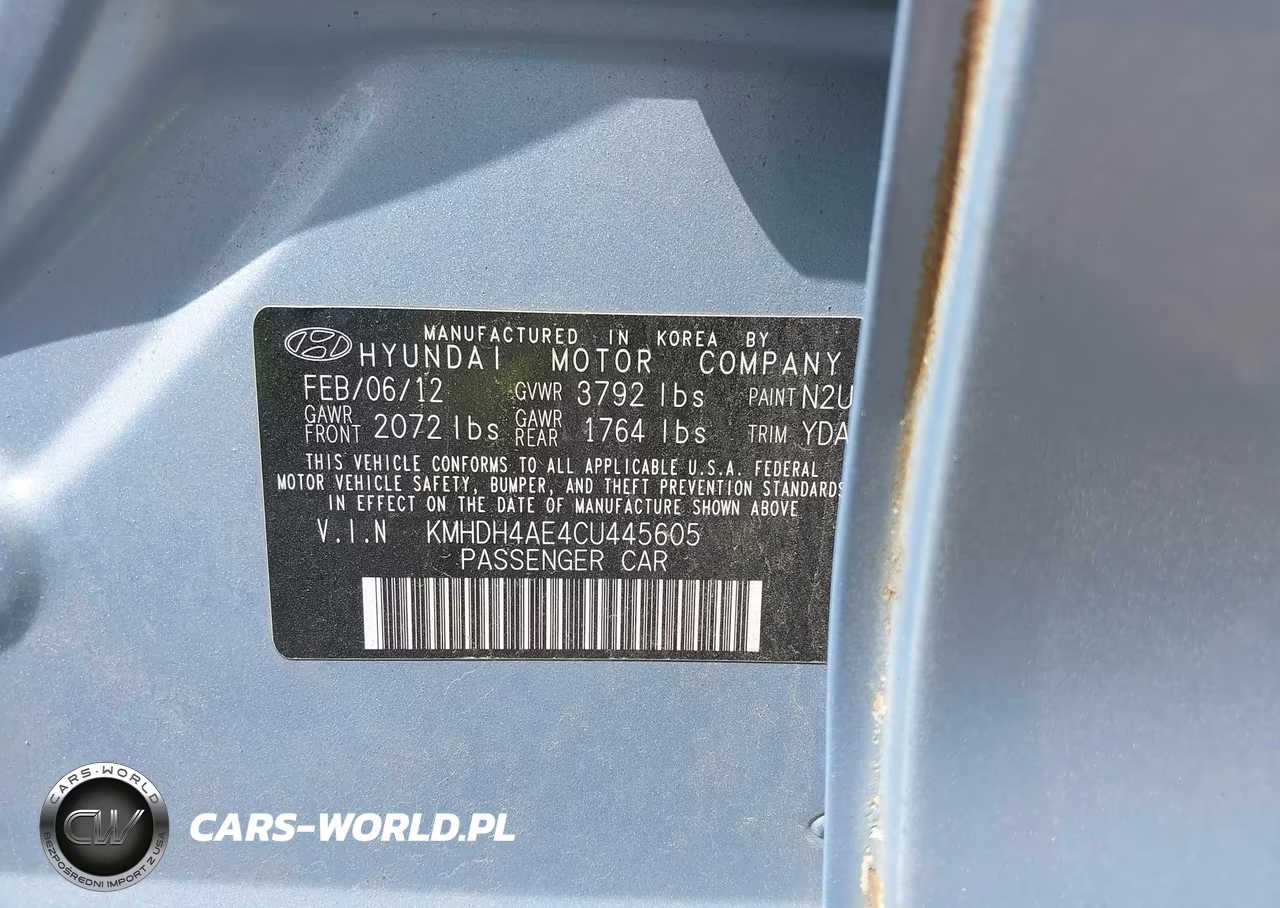 2012 Hyundai Elantra Limited (Ulsan Plant) VIN:KMHDH4AE4CU445605 - 9