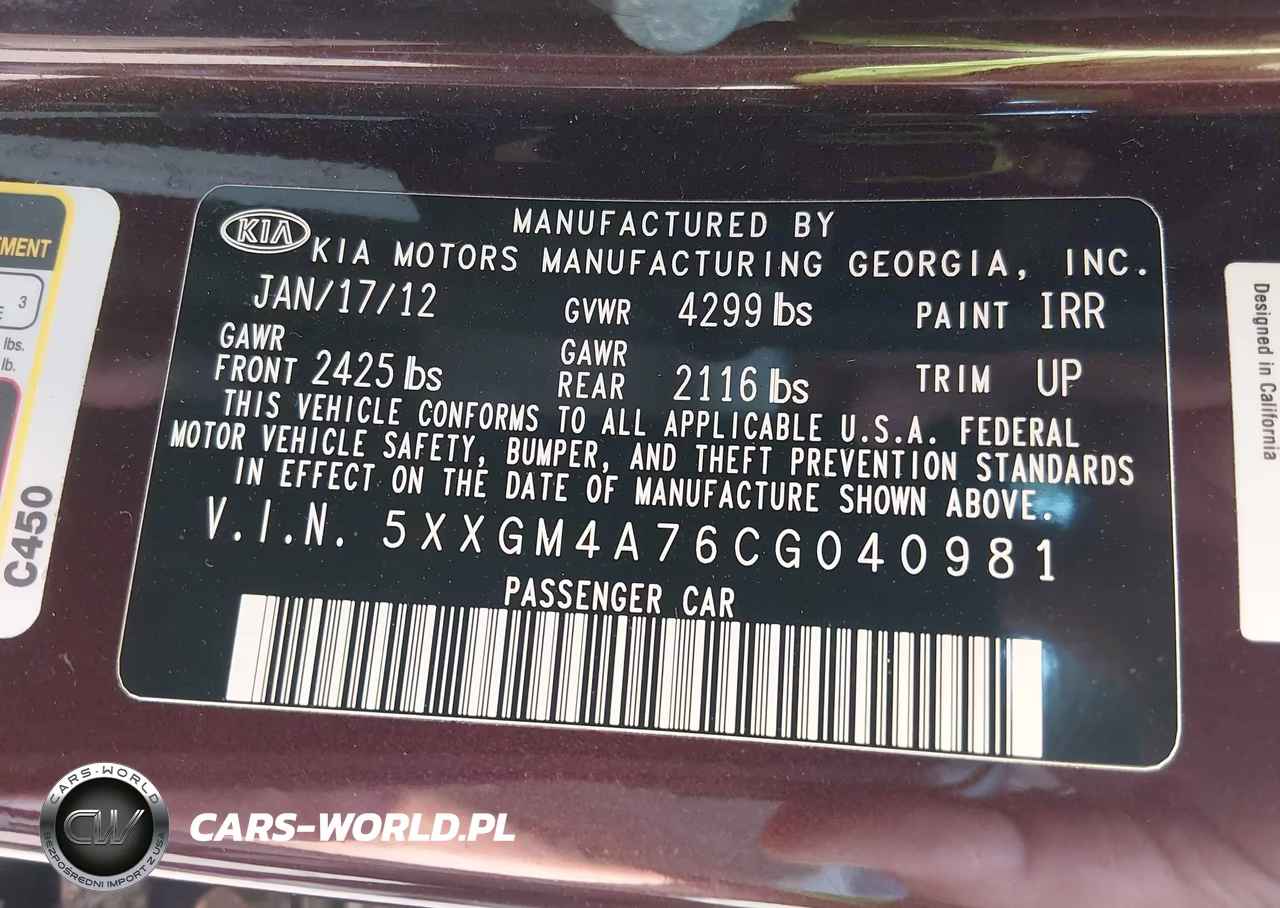 2012 Kia Optima Lx VIN:5XXGM4A76CG040981 - 9