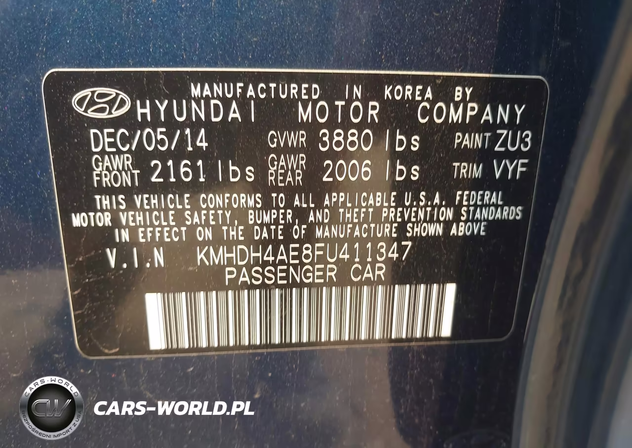 2015 Hyundai Elantra Se VIN:KMHDH4AE8FU411347 - 9