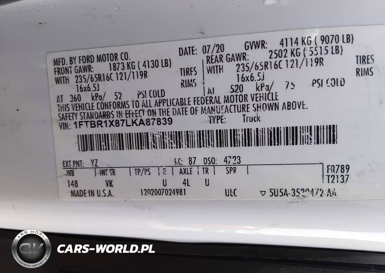 2020 Ford Transit-250 VIN:1FTBR1X87LKA87839 - 9