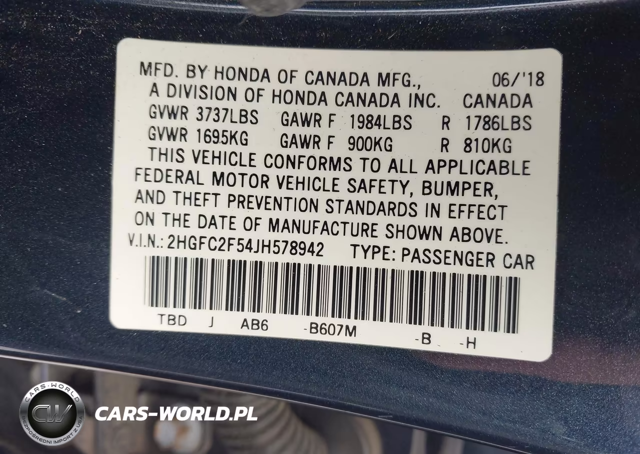 2018 Honda Civic Lx VIN:2HGFC2F54JH578942 - 9
