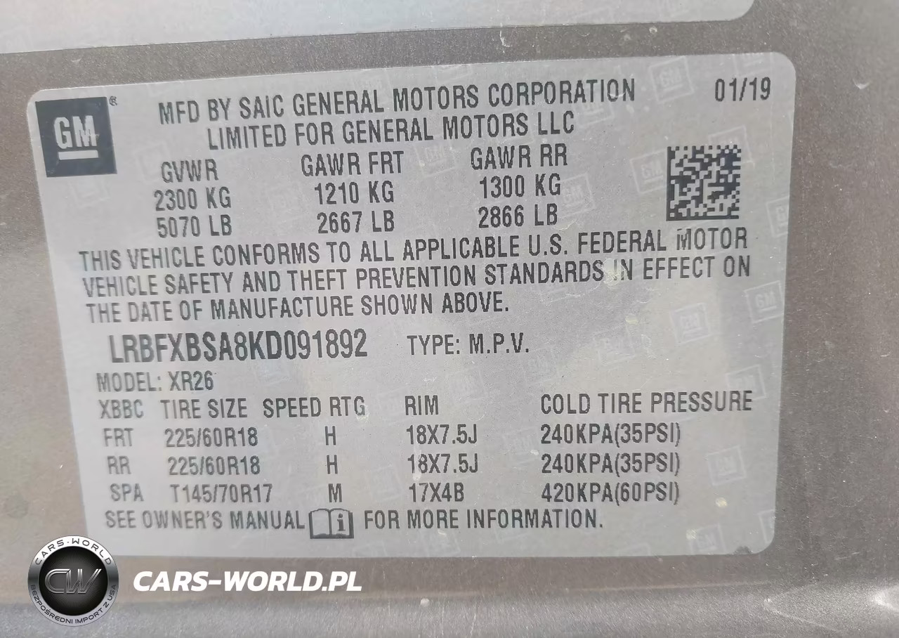 2019 Buick Envision Fwd Preferred VIN:LRBFXBSA8KD091892 - 9