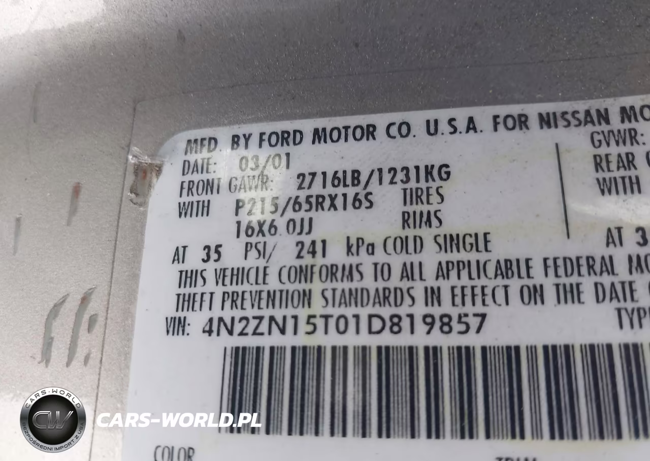 2001 Nissan Quest Gxe VIN:4N2ZN15T01D819857 - 9