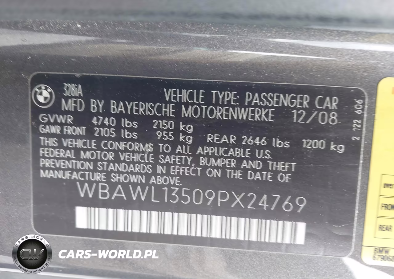 2009 BMW 328I VIN:WBAWL13509PX24769 - 9