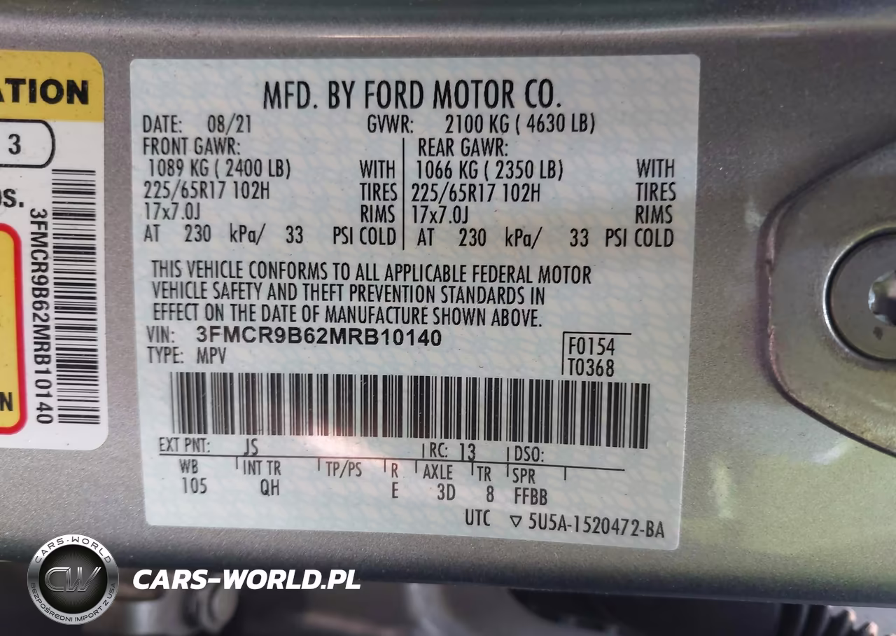 2021 Ford Bronco Sport Big Bend VIN:3FMCR9B62MRB10140 - 9