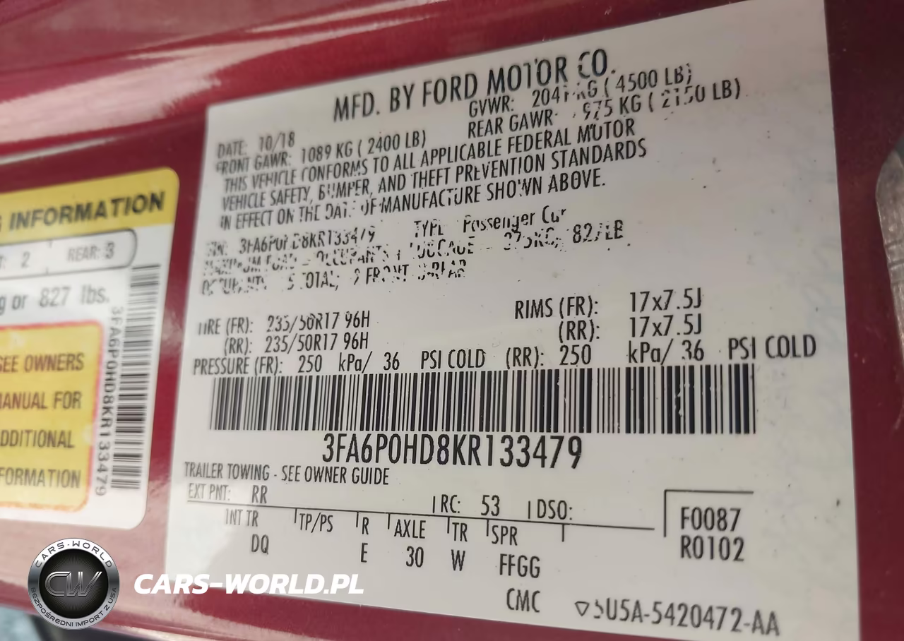 2019 Ford Fusion Se VIN:3FA6P0HD8KR133479 - 9
