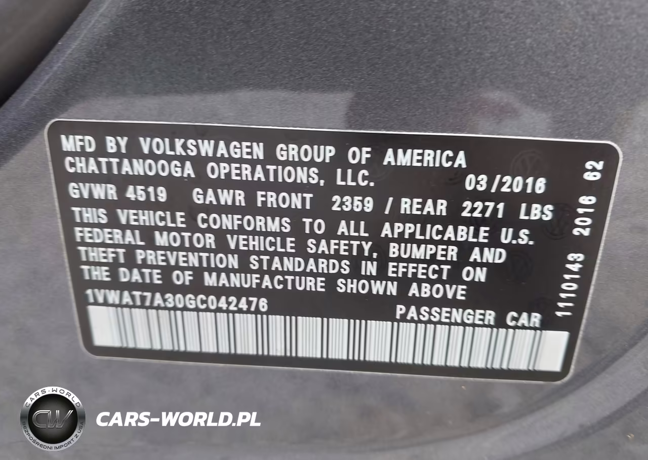 2016 Volkswagen Passat 1.8T S VIN:1VWAT7A30GC042476 - 9