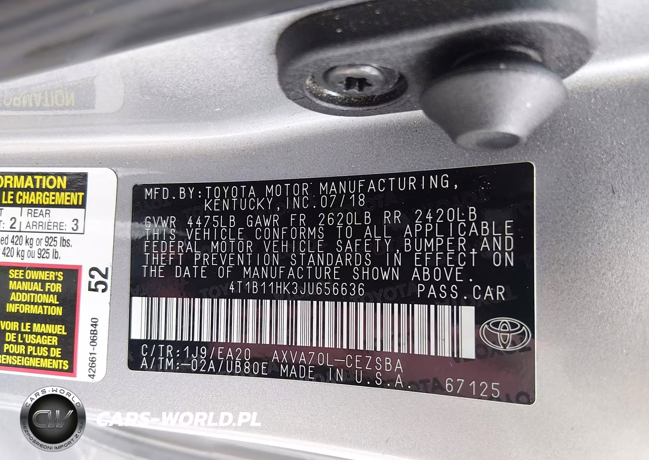 2018 Toyota Camry Se VIN:4T1B11HK3JU656636 - 9
