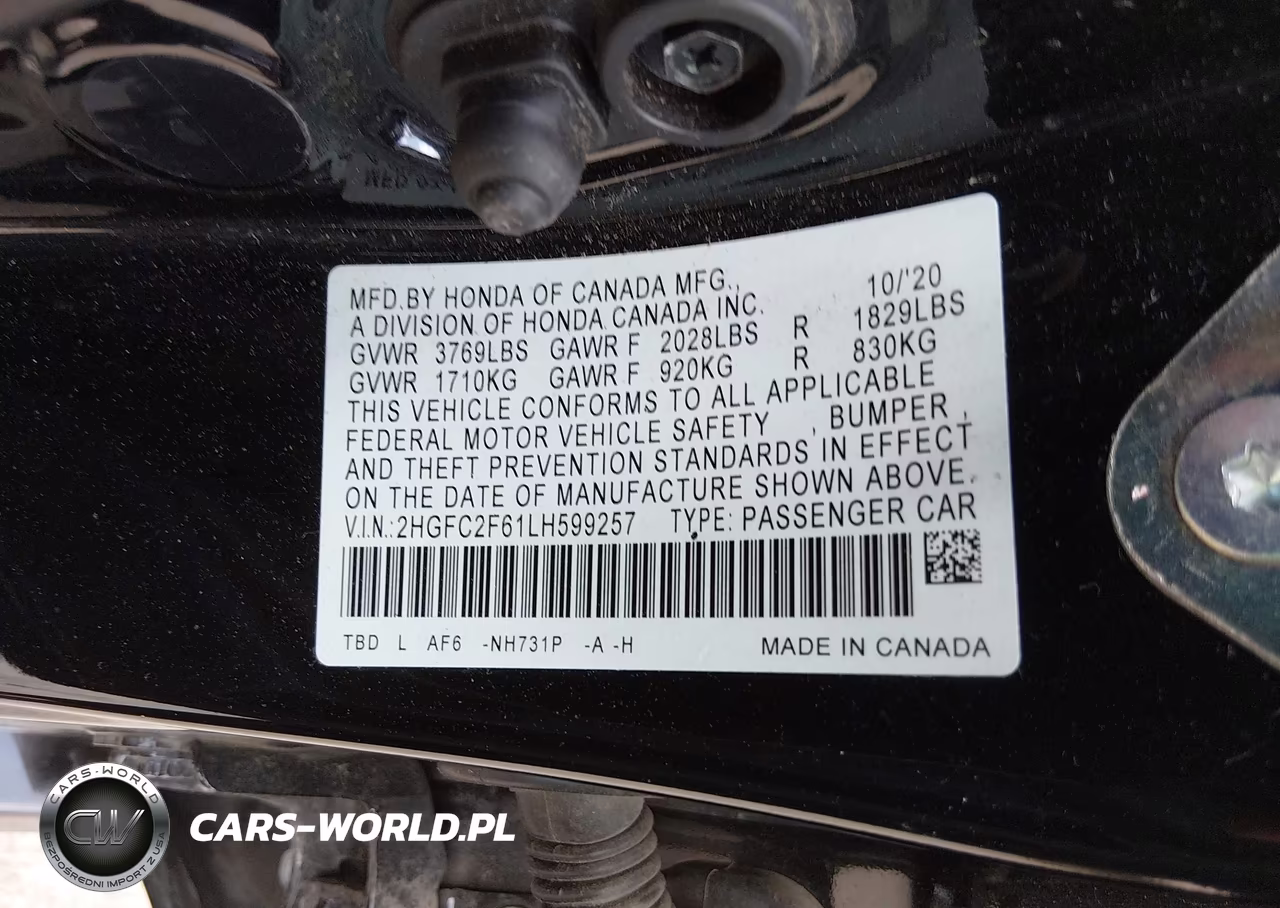 2020 Honda Civic Lx VIN:2HGFC2F61LH599257 - 9