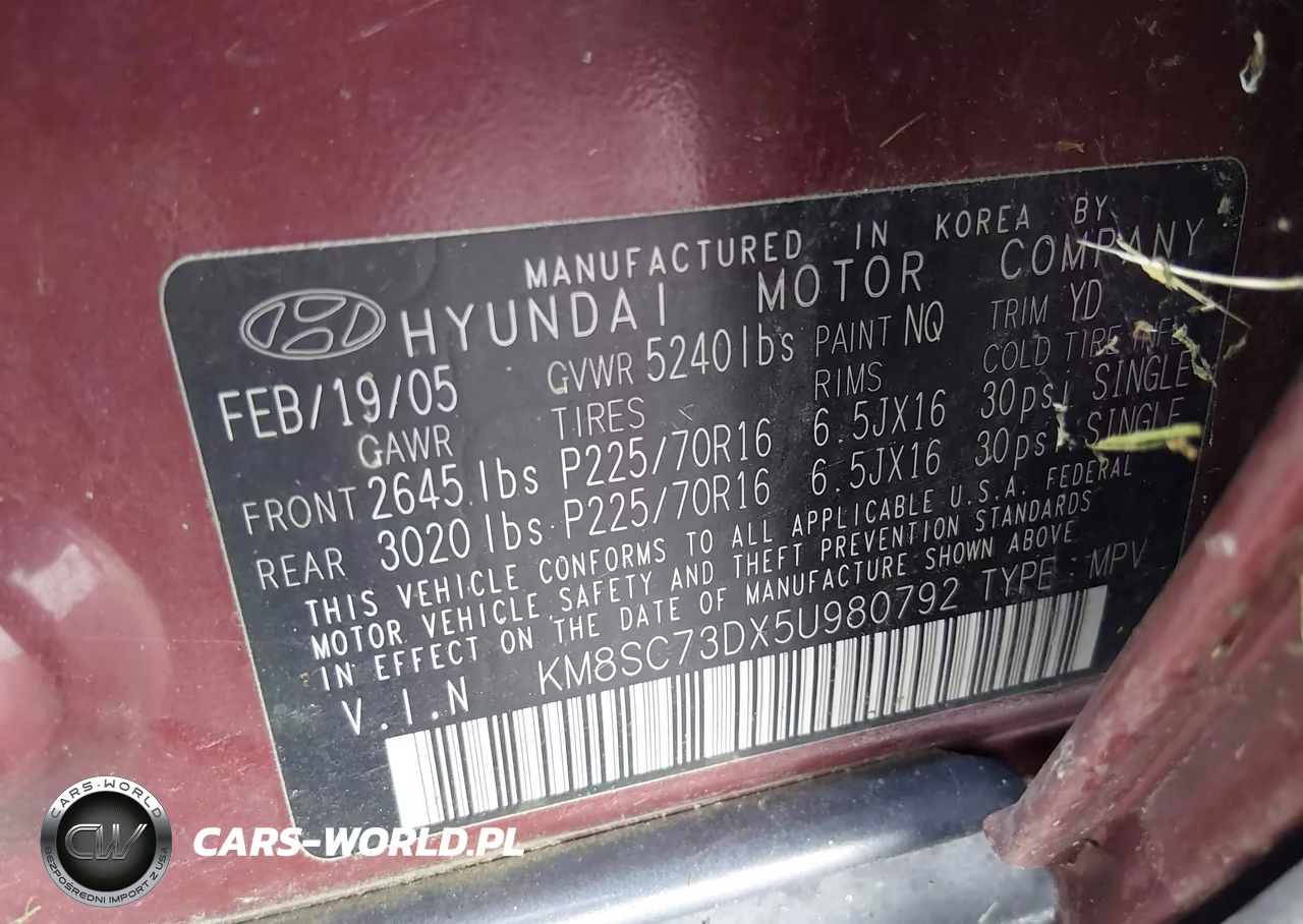 2005 Hyundai Santa Fe VIN:KM8SC73DX5U980792 - 9