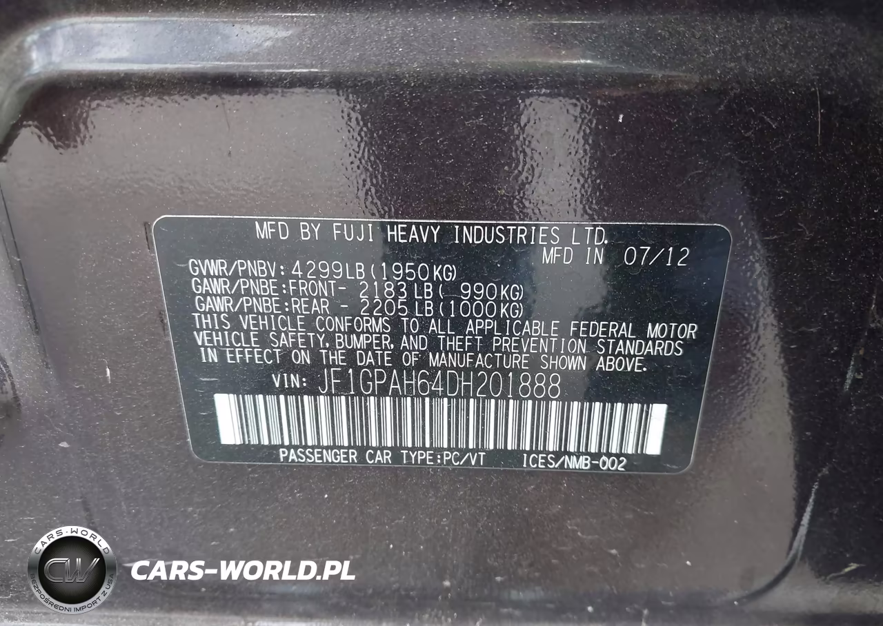 2013 Subaru Impreza 2.0I Limited VIN:JF1GPAH64DH201888 - 9