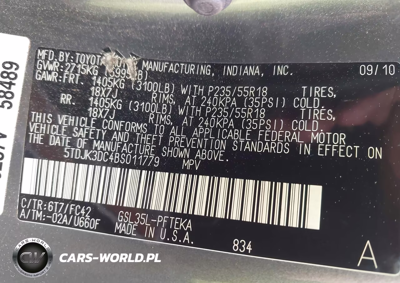 2011 Toyota Sienna Le VIN:5TDJK3DC4BS011779 - 9