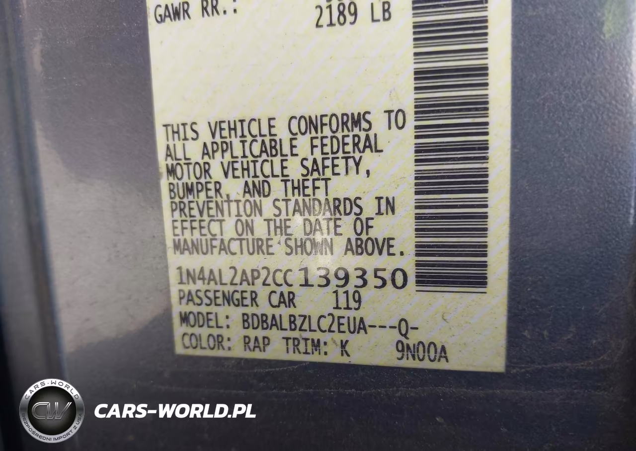 2012 Nissan Altima 2.5 S VIN:1N4AL2AP2CC139350 - 9