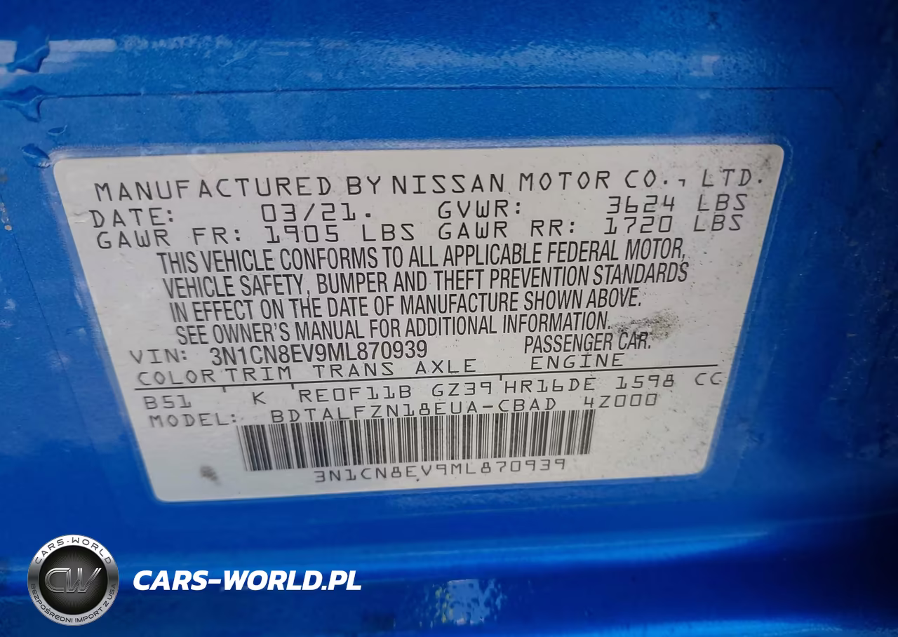 2021 Nissan Versa Sv Xtronic Cvt VIN:3N1CN8EV9ML870939 - 9