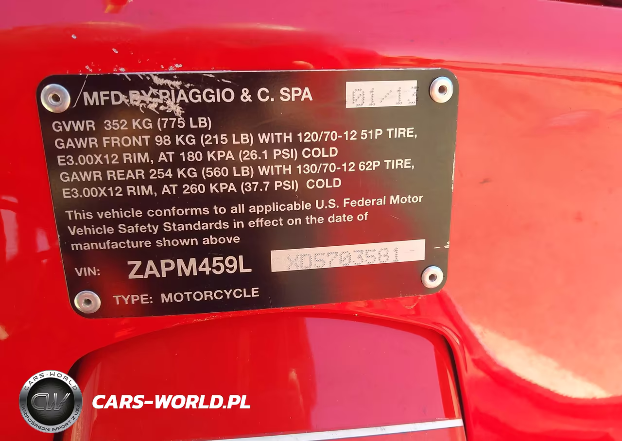 2013 Vespa Gts 300 Super VIN:ZAPM459LXD5703581 - 10