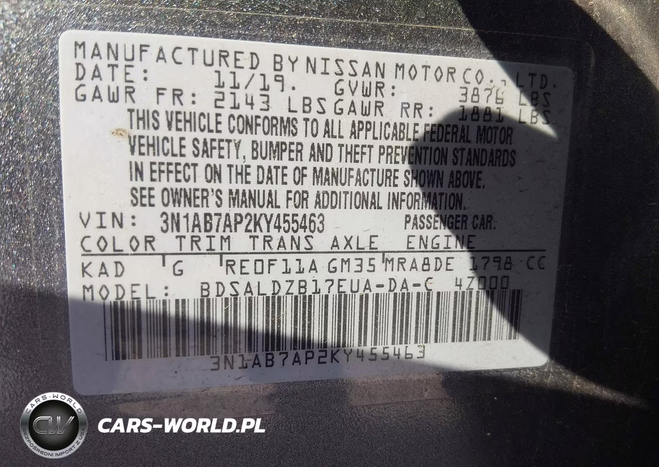 2019 Nissan Sentra Sv VIN:3N1AB7AP2KY455463 - 9