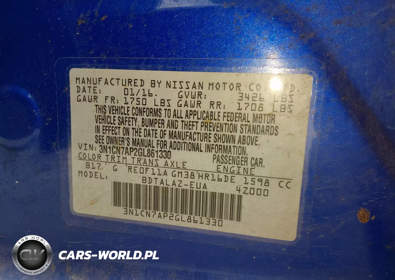 2016 Nissan Versa 1.6 S+ VIN:3N1CN7AP2GL861330 - 9