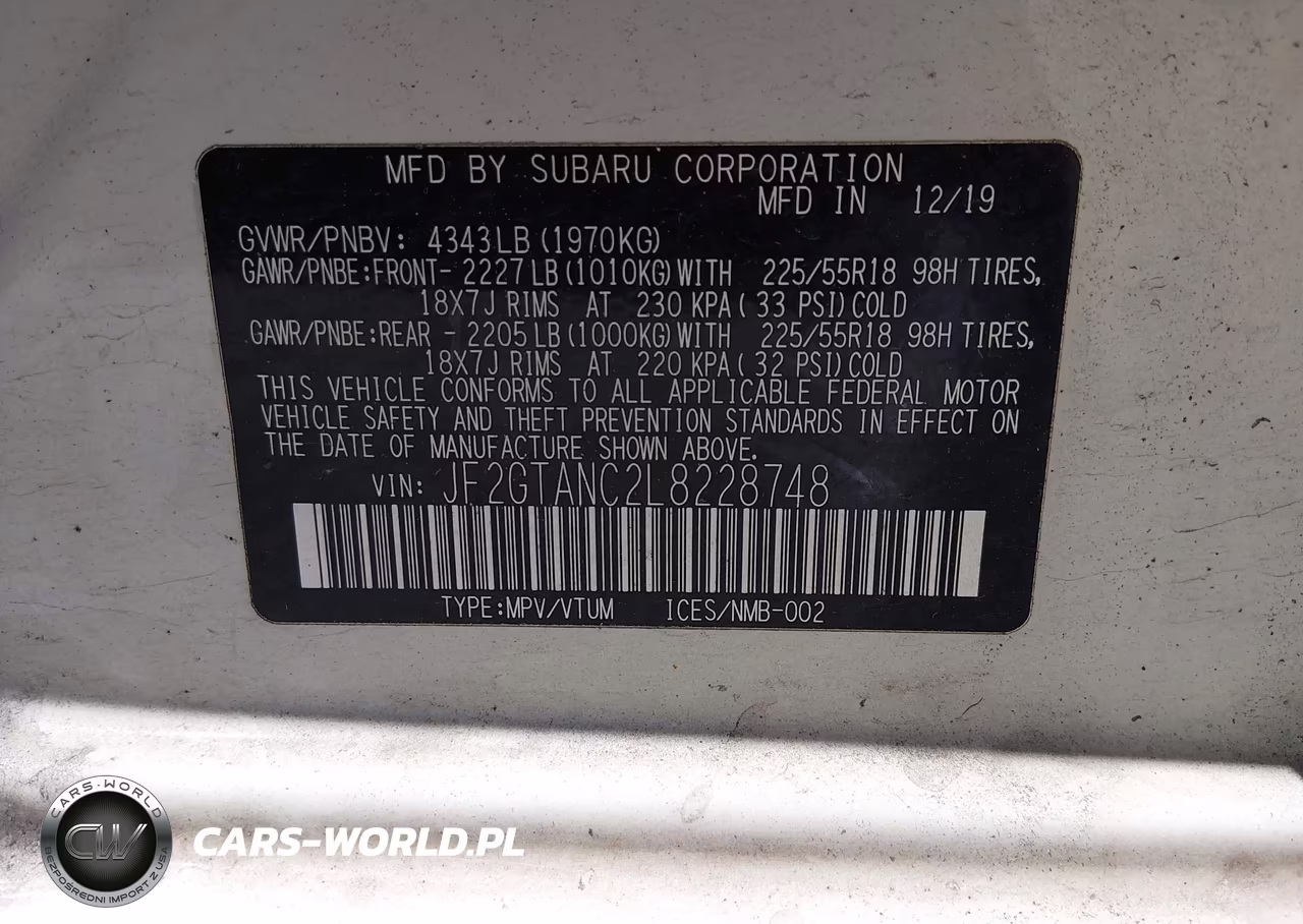 2020 Subaru Crosstrek Limited VIN:JF2GTANC2L8228748 - 9